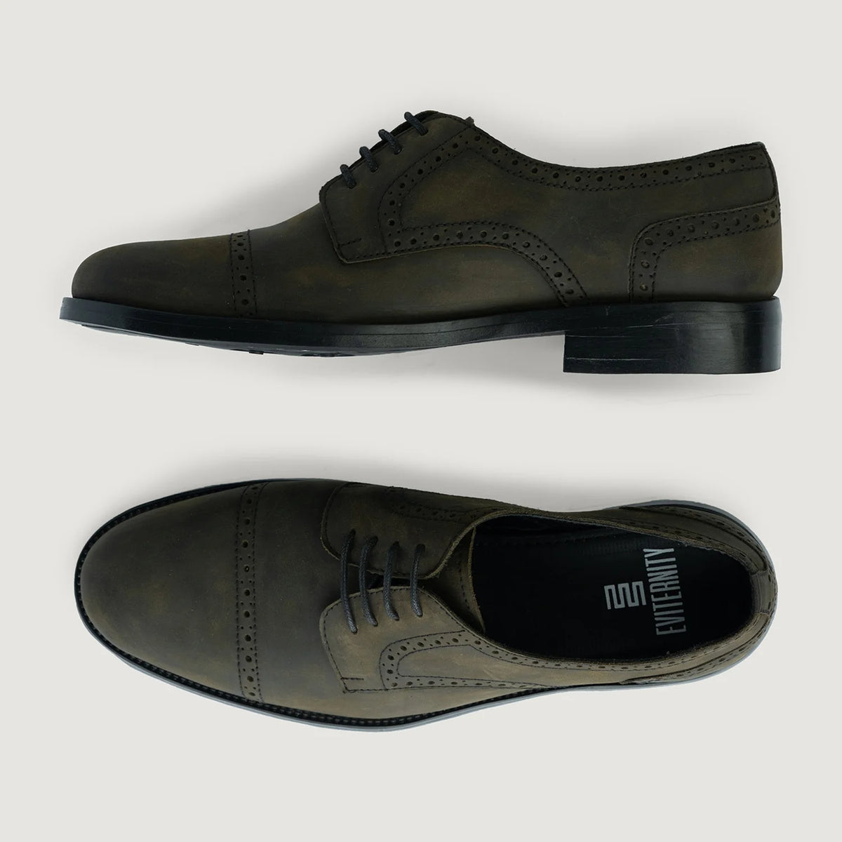 Dirk Brogues Derby Olive Oil Pullup Leather Shoes StudGuard For Men - Contrafforte tallone rinforzato & doppie cuciture di precisione