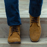 Authentic Goatskin Suede Grain Texture & Heavy-Duty Seam Stitching Detail