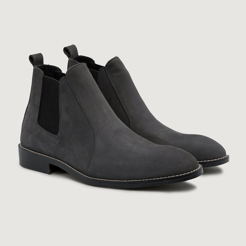 Clarkson Chelsea Grigio Nubuck Leather Boots - StudGuard da Uomo