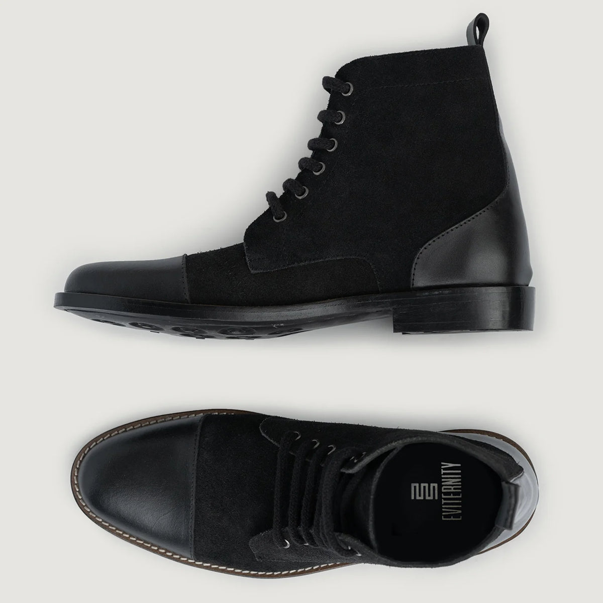 Knight Derby Hybrid Nero Stivali in pelle - StudGuard da Uomo - Contrafforte tallone rinforzato & doppie cuciture di precisione