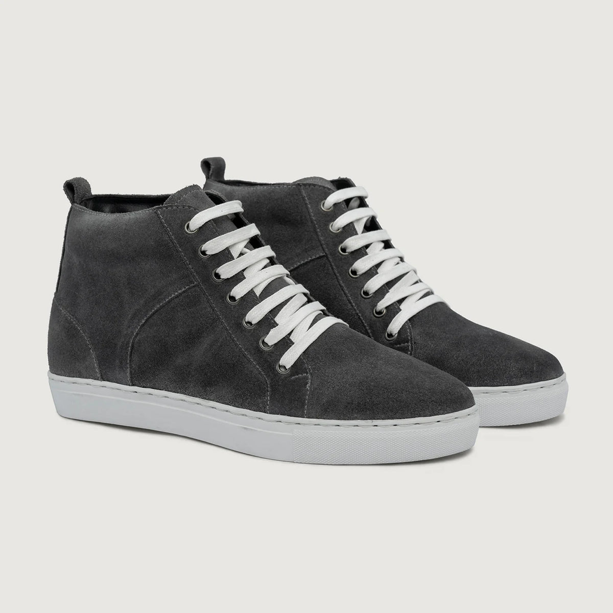 Marty High Top Grigio Suede Sneakers in pelle da Uomo For Men in Grey Goatskin Suede - Vista laterale | Acquista online