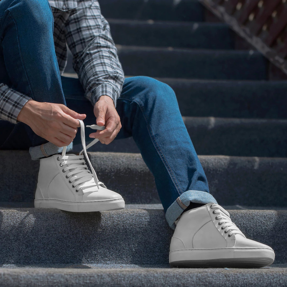 Orlaven Marty High Top Bianco Sneakers in pelle da Uomo footwear image 10