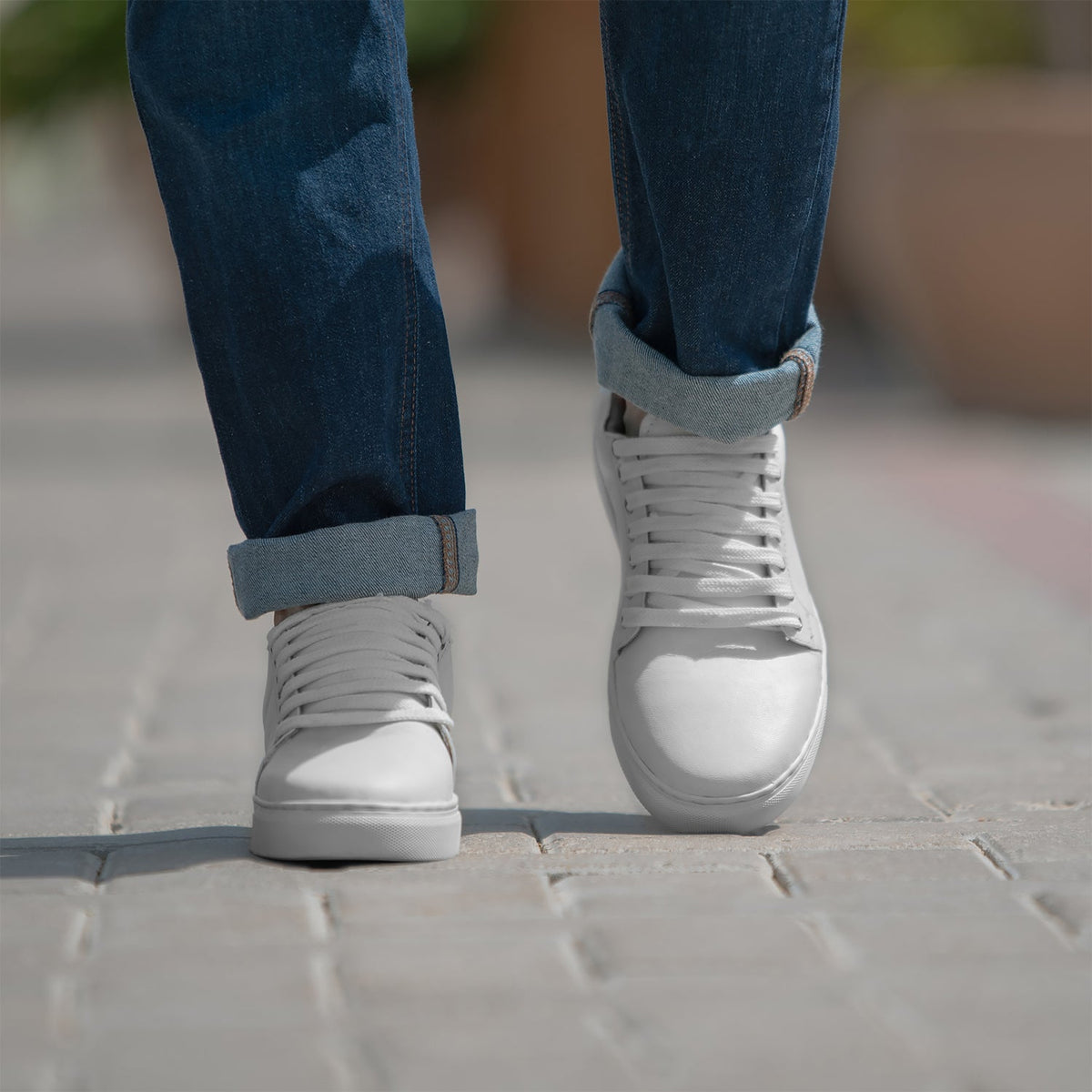 Murphy Low Top Bianco Sneakers in pelle da Uomo - Contrafforte tallone rinforzato & doppie cuciture di precisione