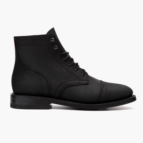 Black Full-Grain leather Boots - Goodyear Welt Construction & Front Toe Box Detail