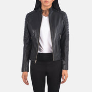 
Adalyn Trapuntato Nero Giacca Biker in Pelle da Donna in Black Sheepskin Leather - Vista frontale e silhouette sartoriale | Acquista online