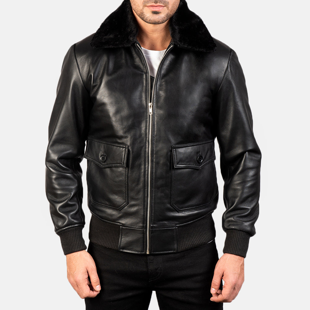 
Dettaglio ravvicinato of Shirt with Removable Fur & Zipper Hardware on Airin G-1 Nero Bomber in Pelle da Uomo