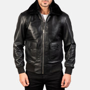 
Dettaglio ravvicinato of Shirt with Removable Fur & Zipper Hardware on Airin G-1 Nero Bomber in Pelle da Uomo