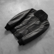 
Rib Knit & Hem Craftsmanship Construction Detail on Airin G-1 Nero Bomber in Pelle da Uomo