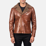 
Alberto Shearling Marrone Giacca in Pelle da Uomo - Vista laterale che mostra il taglio ergonomico delle maniche