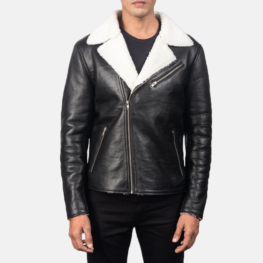 
Alberto Bianco Shearling Nero Giacca in Pelle da Uomo - Vista laterale che mostra il taglio ergonomico delle maniche
