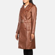 Black Cowhide leather Coat - Vista posteriore Showing Tailored Shoulder Fit &amp; Clean Hemline