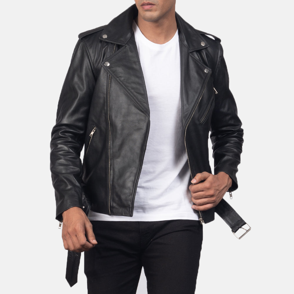 
Dettaglio ravvicinato of Notch & Zipper & Waist belt Hardware on Allaric Alley Black Leather Biker Jacket