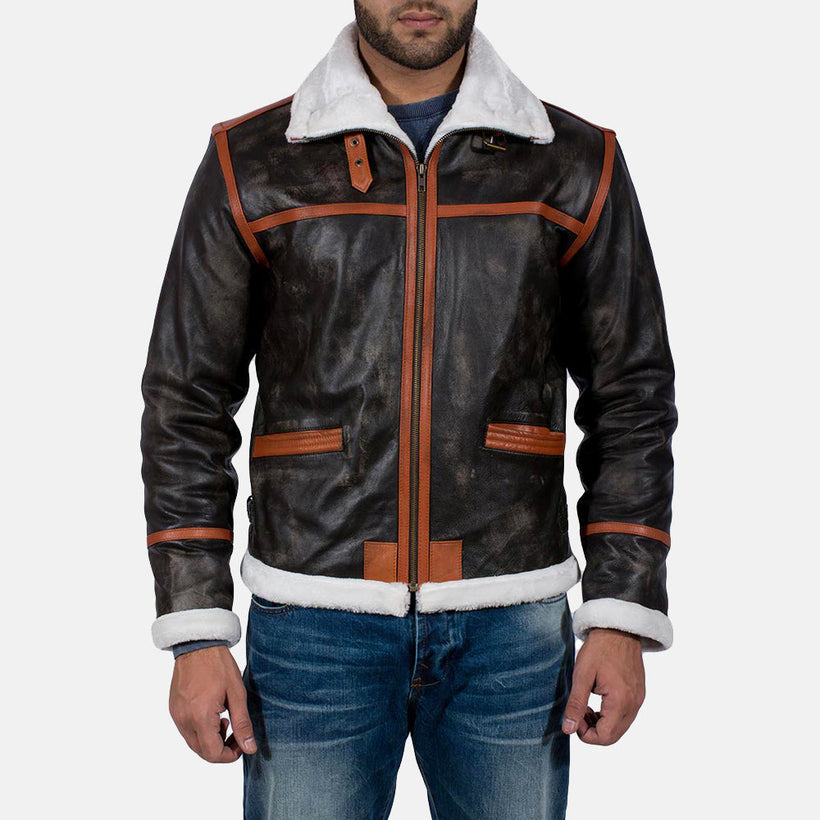 Alpine Marrone Fur Giacca in Pelle da Uomo
