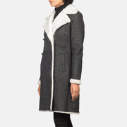 Black Sheepskin Snuffed Aviator Jacket - Vista posteriore Showing Tailored Shoulder Fit &amp; Clean Hemline