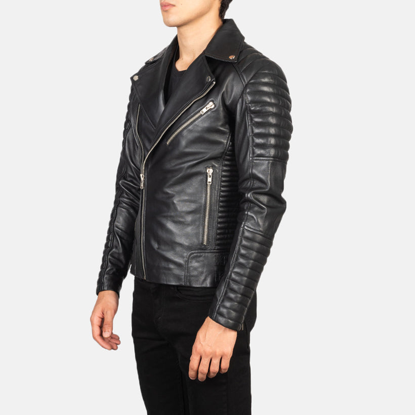 Armand Verde Giacca Biker in Pelle da Uomo