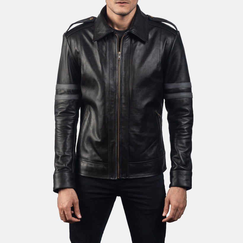 Armstrong Nero Giacca Biker in Pelle da Uomo
