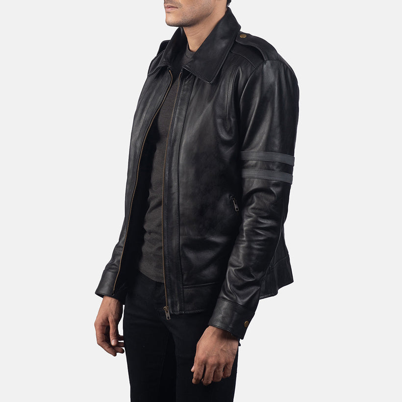 Armstrong Nero Giacca Biker in Pelle da Uomo