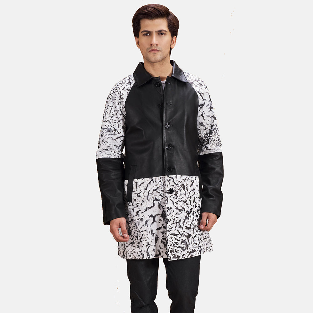 
Artistry Nero Dye Cappotto in Pelle da Uomo in Black & White Sheepskin Dip &Amp; Dye - Vista frontale e silhouette sartoriale | Acquista online