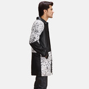 
Black & White Sheepskin Dip &Amp; Dye Leather Coat - Vista posteriore con spalle definite e orlo pulito