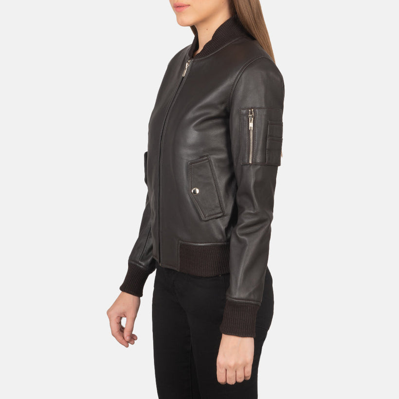 Ava MA-1 Marrone Bomber in Pelle da Donna