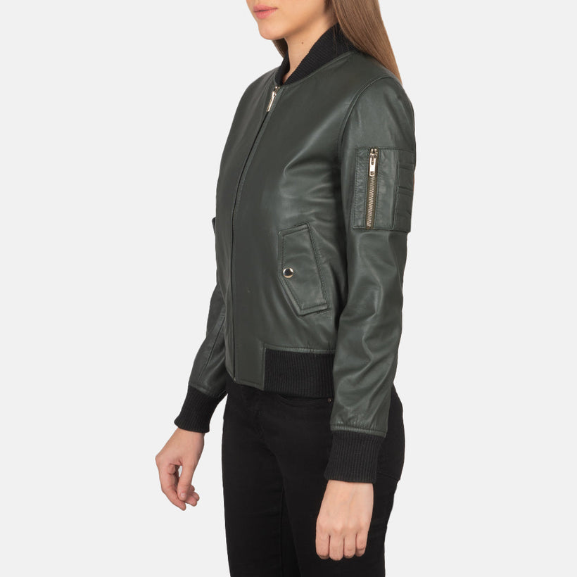 Ava MA-1 Verde Bomber in Pelle da Donna