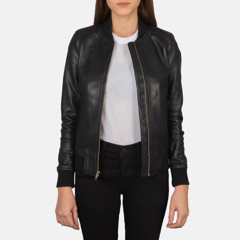 Bliss Nero Bomber in Pelle da Donna