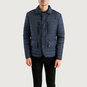 Men's Bo Quilt Windbreaker Giacca in Pelle da Uomo - Lateral Side Profile View Showing Sleeve Cut &amp; Athletic Taper Fit