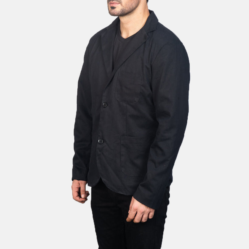 Borges Nero Blazer in Pelle da Uomo