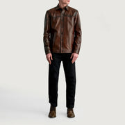 
Dettaglio ravvicinato of Shirt & Buttons Hardware on Bronco Marrone Invecchiato Leather Shirt da Uomo