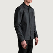 
Tumbled Black Sheepskin leather Jacket - Vista posteriore con spalle definite e orlo pulito