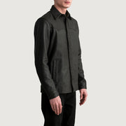 Tumbled Brown Sheepskin leather Jacket - Vista posteriore Showing Tailored Shoulder Fit &amp; Clean Hemline
