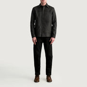 Dettaglio ravvicinato of Shirt &amp; Buttons Hardware on Bronco Tumbled Marrone Leather Shirt da Uomo