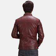 
Dettaglio ravvicinato of Band with Snap Button & Zipper Hardware on Burgunn Dee Marrone Rossiccio Giacca Biker in Pelle da Uomo
