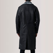 
Dettaglio ravvicinato of Notch & Button Hardware on Cai Nero Invecchiato Leather Shearling Cappotto in Pelle da Uomo For Men