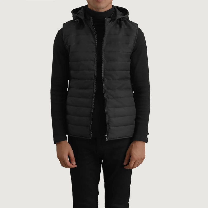 Carlo Nero Hooded Puffer Vest da Uomo