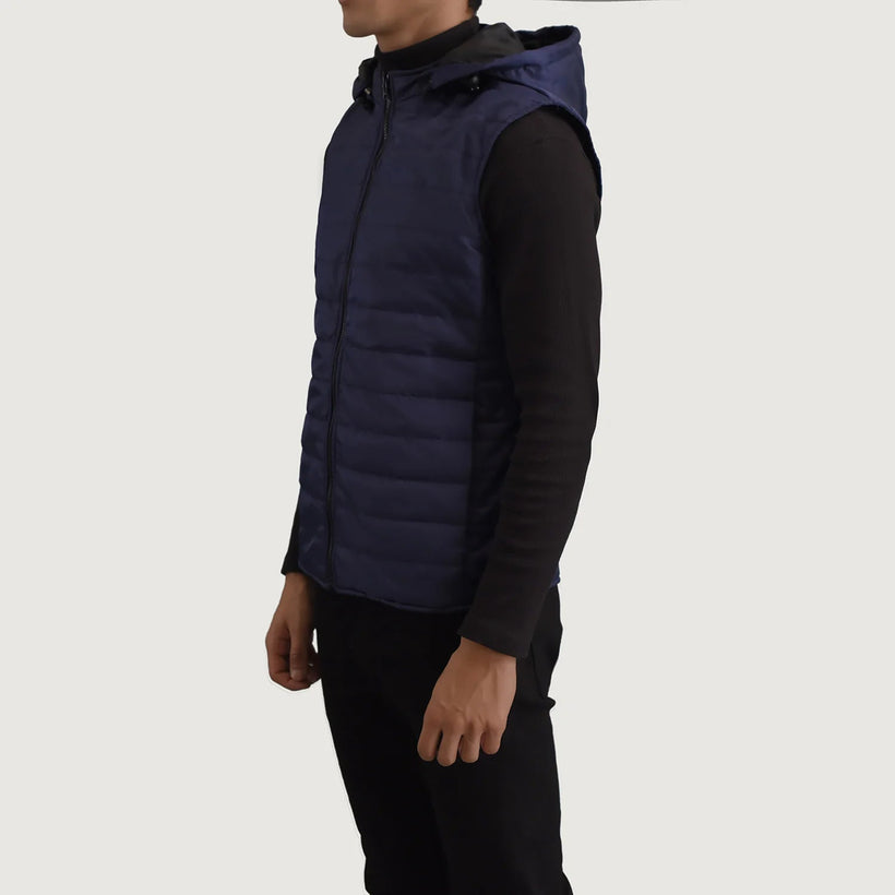 Carlo Blu Hooded Puffer Vest da Uomo