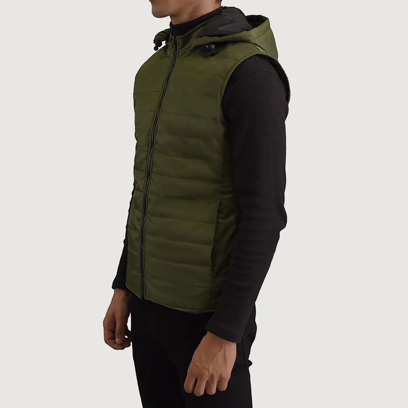 Carlo Verde Hooded Puffer Vest da Uomo