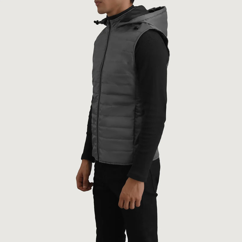 Carlo Grigio Hooded Puffer Vest da Uomo