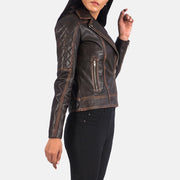 
Vintage Brown Goatskin Leather Biker Jacket - Vista posteriore con spalle definite e orlo pulito