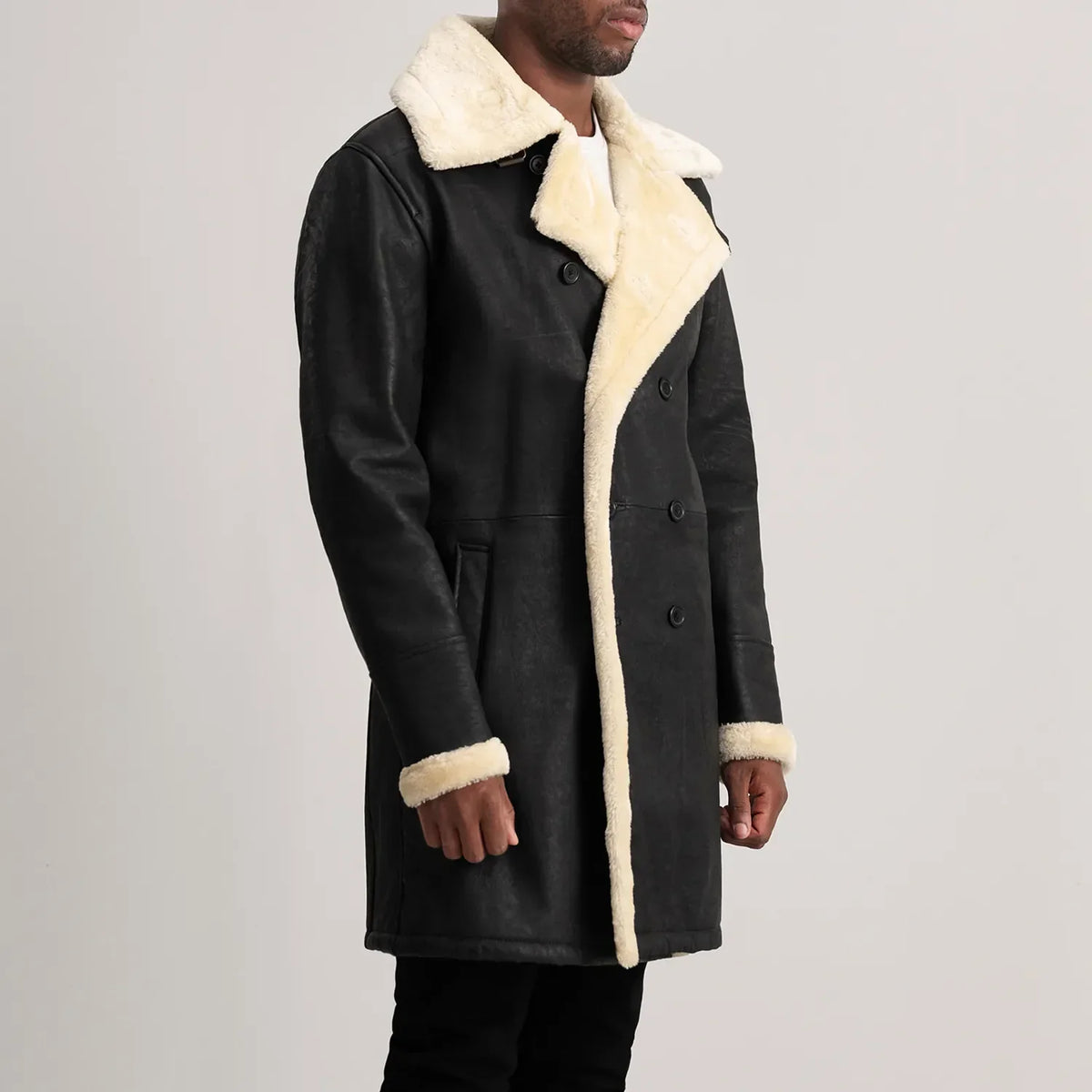 Charles Cappotto in Pelle Marrone Shearling Cappotto in Pelle da Uomo – Vista prodotto alternativa 2