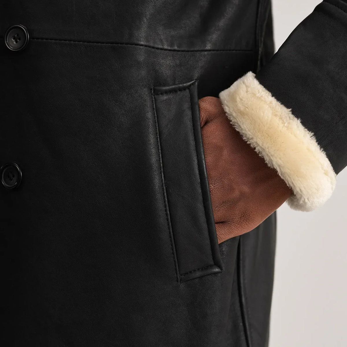 Charles Cappotto in Pelle Marrone Shearling Cappotto in Pelle da Uomo – Vista prodotto alternativa 6