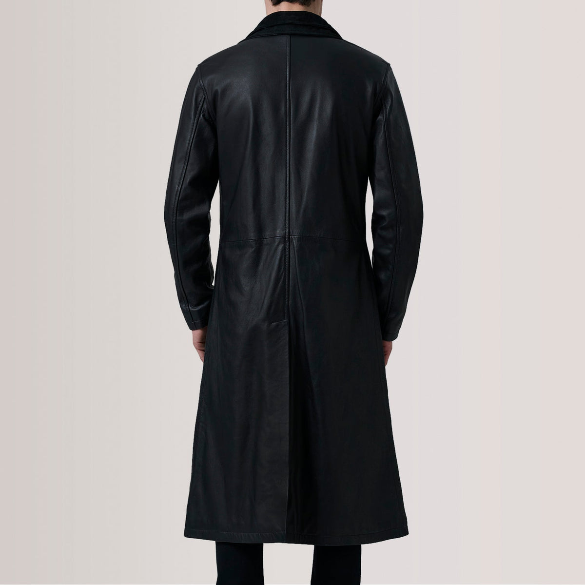 
Dettaglio ravvicinato of Notch & Button Hardware on Charlton Nero Leather Single Breasted Cappotto in Pelle da Uomo For Men