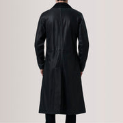 
Dettaglio ravvicinato of Notch & Button Hardware on Charlton Nero Leather Single Breasted Cappotto in Pelle da Uomo For Men