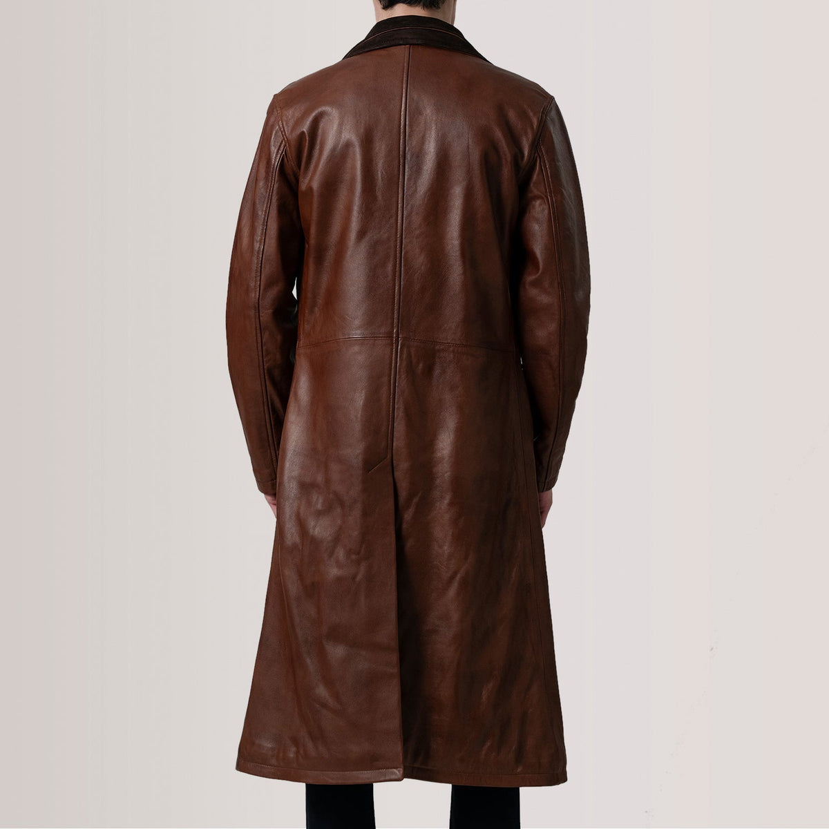 
Dettaglio ravvicinato of Notch & Button Hardware on Charlton Waxed Marrone Leather Single Breasted Cappotto in Pelle da Uomo For Men