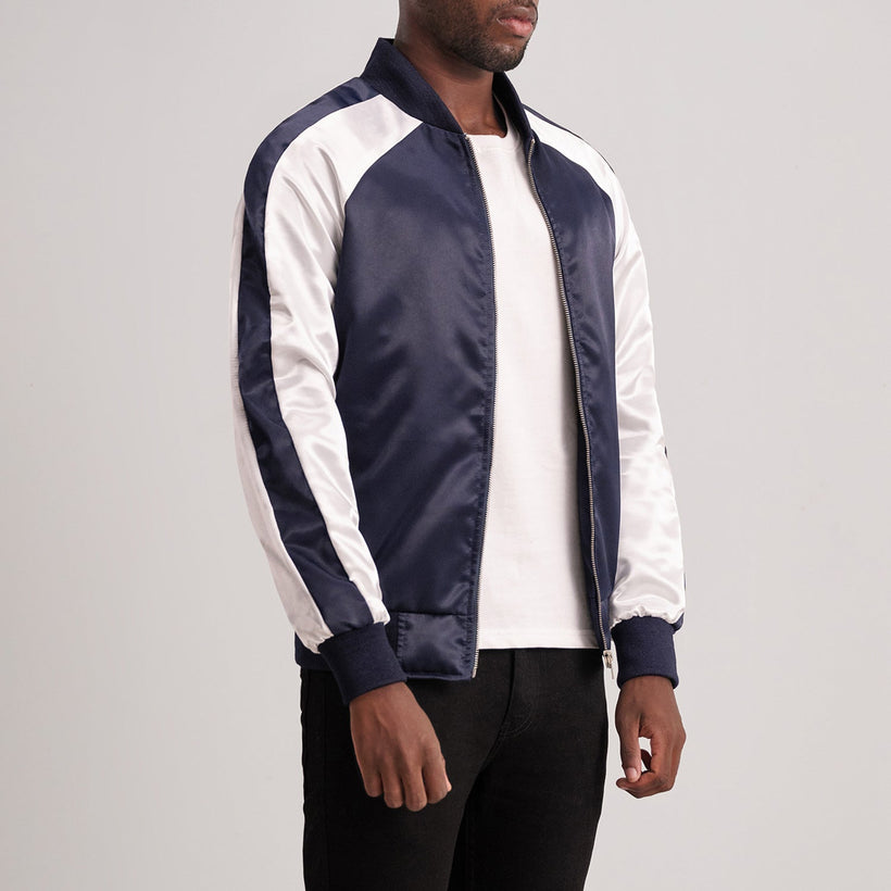 Clarke Blu Varsity Giacca in Pelle da Uomo