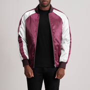 Clarke Bordeaux Varsity Giacca in Pelle da Uomo - Lateral Side Profile View Showing Sleeve Cut &amp; Athletic Taper Fit