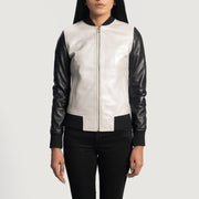 
Cole Silver Bomber in Pelle da Donna in Silver & Black Sheepskin Leather - Vista frontale e silhouette sartoriale | Acquista online