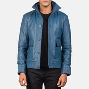 Open Hem & Hem Craftsmanship Construction Detail on Norman Black Hooded Bomber Leather Puffer Jacket