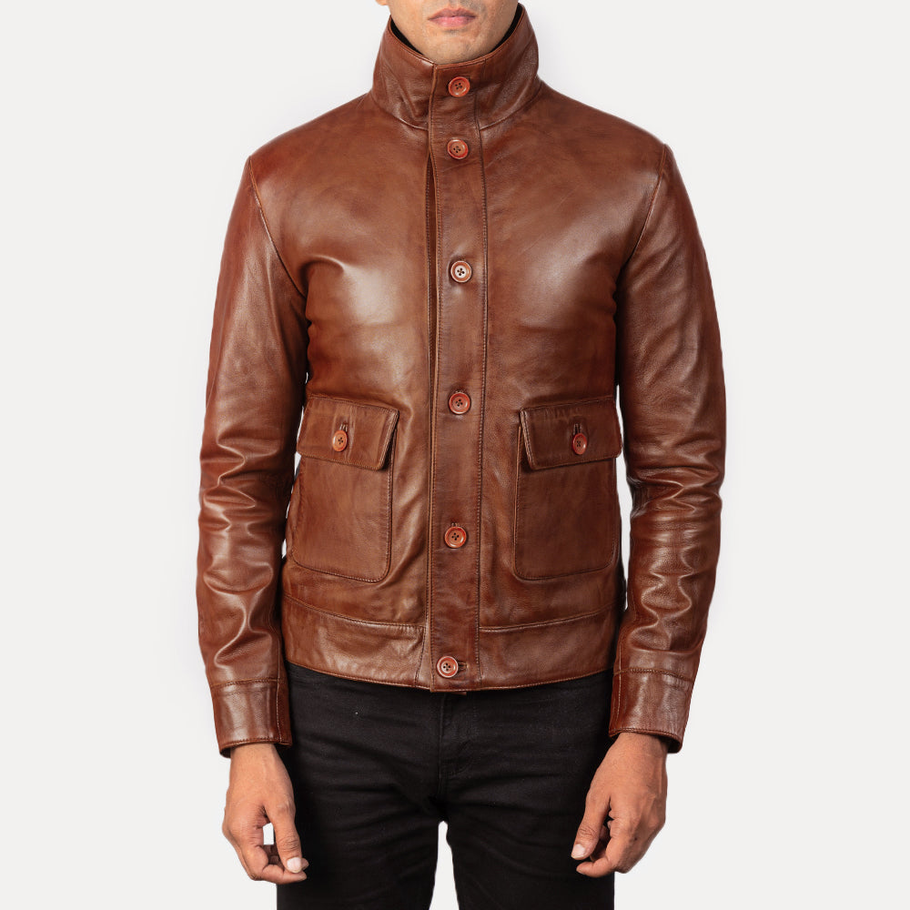 Columbus Leather Bomber Jacket – alternate product view 3