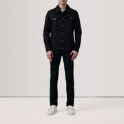 Black Full-Grain leather Jacket - Vista posteriore Showing Tailored Shoulder Fit &amp; Clean Hemline